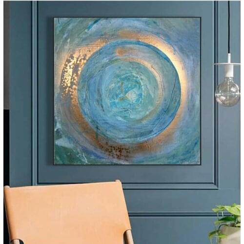 Scandinavian Blue Oil Painting On The Wall Abstract Painting Pictures for Living Room Wall Art Posters Prints Cuadros Home Decor