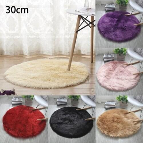 Round Soft Faux Sheepskin Fur Area Rugs For Bedroom Living Room Floor Shaggy Plush Carpet White Home Floor Mat Rug Bedside Rugs