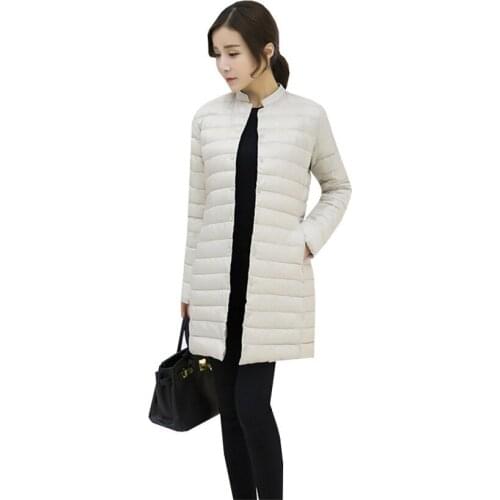 New Duck Down Jacket Women Winter Slim Outerwear Coats Female Long Casual Light ultra thin Warm Down puffer jacket Parka branded