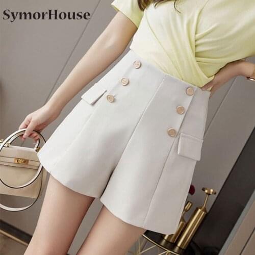 2021 New Spring Summer Shorts Women Black High Waist Wide Leg Shorts Female Fashion Casual Korean Style Apricot Shorts