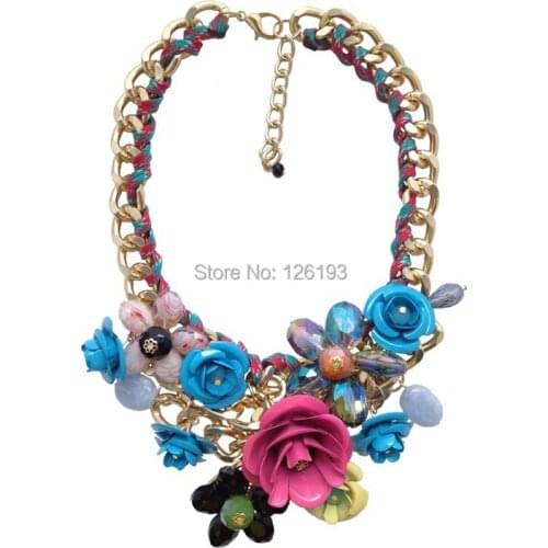New Brand Retro Metal Roses Flower Vintage Choker Necklaces Gothic Jewelry Accessory Statement Necklace 2015 Fashion Bib