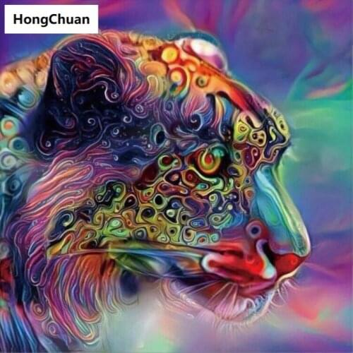 New product colorful tiger, 5D DIY square round diamond painting cross stitch mosaic home decoration mural new year gift