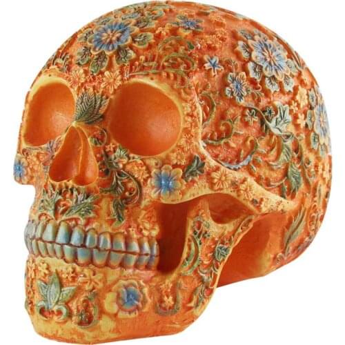 Painted carved carving skull resin craft white skull head Halloween party decoration skull sculpture ornament home decoration