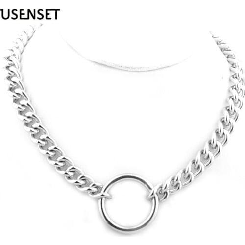 Charm Choker 6MM 304 Stainless Steel Necklace Curb Chain Womens Jewelry Silver Color Cuban Chain Collar