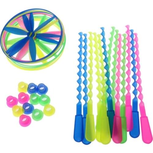 Package of 12 Twisty Saucers Assorted Colors Helicopters Kids Toys Gifts
