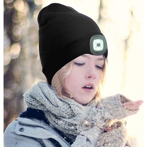 Child Headlight Cap 4 LED Night Lighting Beanie Hat with Light USB Rechargeable Hat High Brightness Ultra Soft Multipurpose Camp