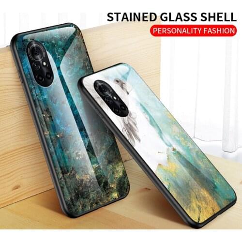 For HUAWEI NOVA 8PRO Luxury Marble Glass Soft Silicone Frame Hard Cover For NOVA 8SE 7PRO 7i 6SE Y9A Y7P PSMART2021 Capa Fundas