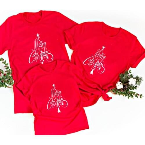Christmas Dad Mom and Kids Tops Clothes 1pcs Merry Christmas Tree Family Christmas Shirt Matching Family Xmas Holiday T Shirt