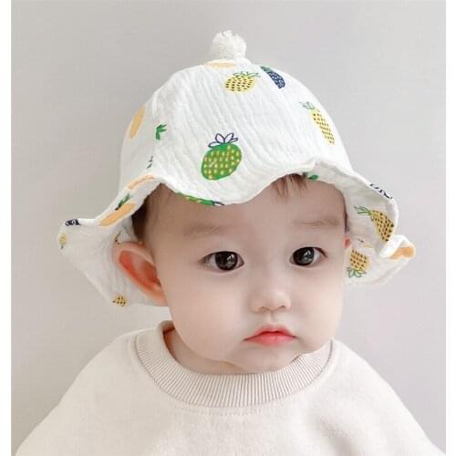 Pineapple Print Baby Boy Hat New Style Cotton Baby Girl Fisherman Hat Comfortable Baby Hat Spring And Summer For New Born