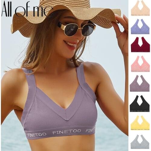 Sexy Bra Tank Top Women Underwear Seamless Bralette Short Camisole Finetoo Brand Girls V-Neck Brassiere Tops Female Lingerie