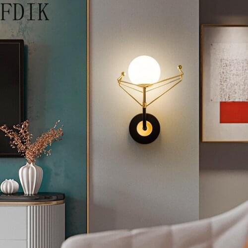 Modern Luxury Wall Lamp Nordic Glass Lighting for Bedroom Living Room Balcony Aisle Restaurant Lamps Net Red Wall Sconce Lights
