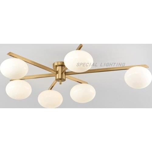 Modern minimalist living room ceiling lamp Nordic designer bedroom dining room glass creative stainless steel copper lamp