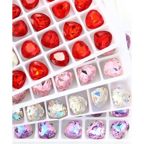 12x13mm Shiny Heart Shape Fancy Stones Jewelry Accessories K9 Glass Strass Pointback Rhinestones Loose Art Crafts Stones