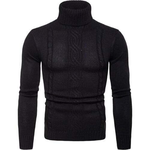 Mens Sweaters Turtleneck Pullovers Jumpers Knitting Office Slim Winter Warm Sweatshirts Jacquard Hedging England Male Clothing