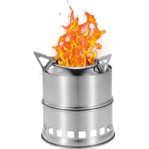 Camping Stove Ligthtweight Foldable Stainless Steel Wood Burning Stove Survival Stove Camp Sotves For Outdoor Hiking Picnic