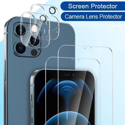 Screen Protector Tempered Glass+Camera Lens Protector for iPhone 12 PRO HD Clear Anti-Scratch Bubble Free Case Friendly