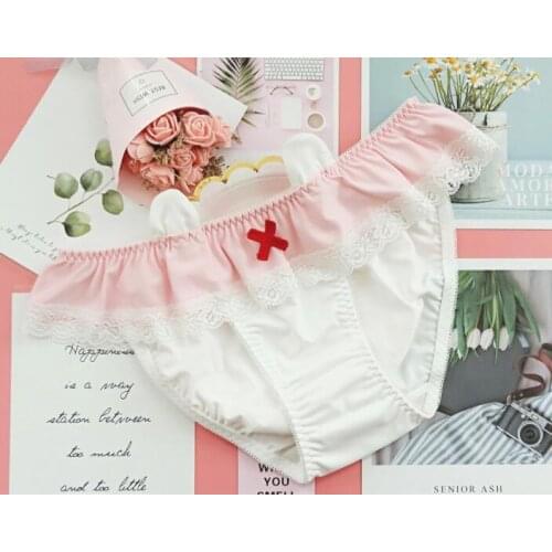 Rabbit Ear Bunny Blue & White Striped Cute Girls Panties Briefs Ears Womens Underwear Daily Wear Milk Silk Pantsu