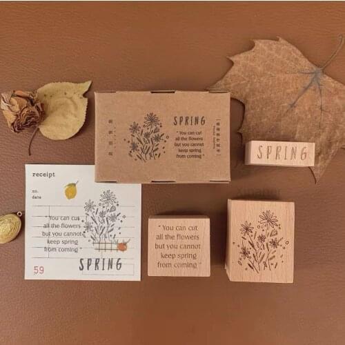 1set Vintage Four seasons potted flower stamp DIY wooden rubber stamps for scrapbooking stationery scrapbooking standard stamp