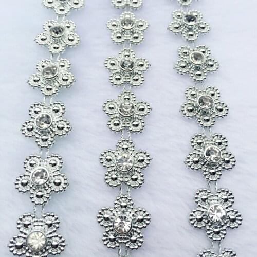 1 yard flower-shaped 1 yard diamond-encrusted rhinestone clip-thin party ornament clothing accessories