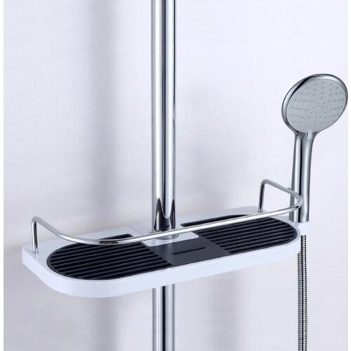 304 Stainless Steel Bathroom Shelf Black ABS Wall Mounted Bath Shower Head Holder Soap Shampoo Storage Rack Organizer Tray