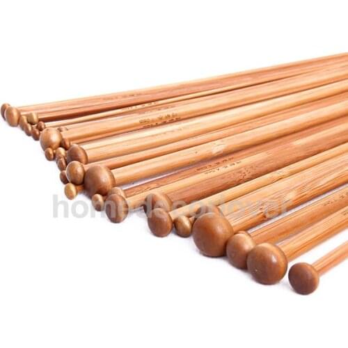 36pcs 18 Sizes Carbonized Bamboo Crochet Knitting Needles Single Pointed Needles
