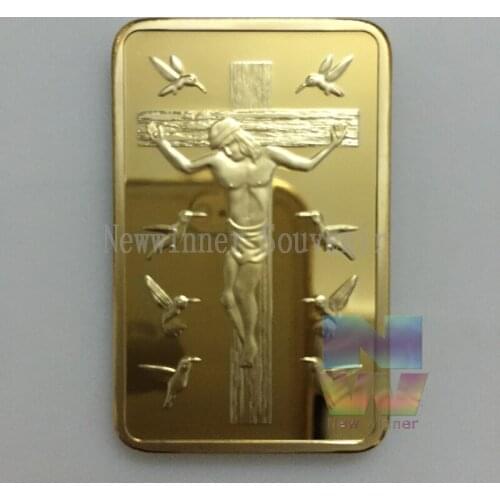 5pcs/lot Jesus Christ Passion Sunday Angel Gold Plated Souvenir Bar High quality Free Shipping