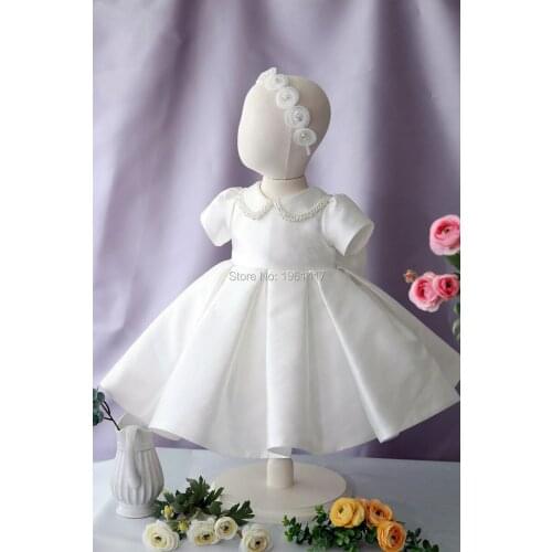 Girls Clother Childrens Graduation Revelry Luxurious Dress Appliques Formal Dresses Satin Material Newborn Baptism Dress