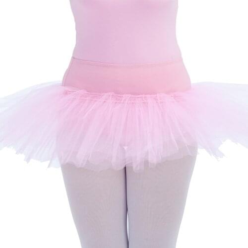 Retail Wholesale Basic Ballet Tutus for Ladies and Girls Double Waistband Soft Tulle Skirts 4 Layers Without Underpants