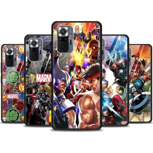 Marvel Superhero Comic Tempered Glass Cover For Xiaomi Redmi Note 10 10S 9 9T 9S 8T 8 9A 9C 8A 7 Pro Max Phone Case