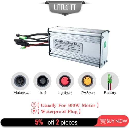 Electric Bike Waterproof Controller Connector 36V48V 500W eBike Controller 22A 9 Mosfet for Electric Bicycle Conversion Kits