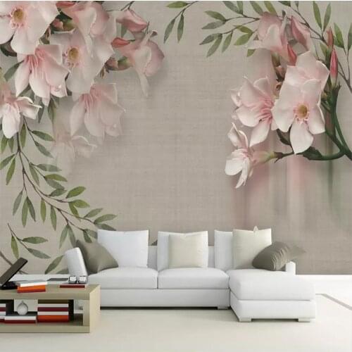 Custom Photo Wallpaper Modern Simple Pink Flowers Murals Living Room Wedding House Background Wall Painting 3 D Papel De Parede