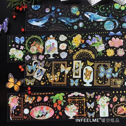 60mm*350mm Creative Bronzing Series Washi Tape Colorful Bright PET Strip Tapes DIY Decoration Journal Stickers For Kids Supplies