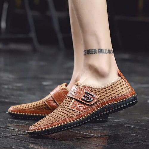 Genuine Leather Shoes Men Loafers Soft Cow Leather Men Casual Shoes New Hollow Out Male Footwear Men Handmade Shoes