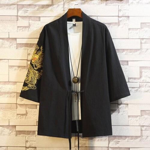 Chinese-style Mens Chinese Clothing Fashion Embroidered Thin Cardigan Jacket Japanese Style Stylish Mens Top MenS kung fu