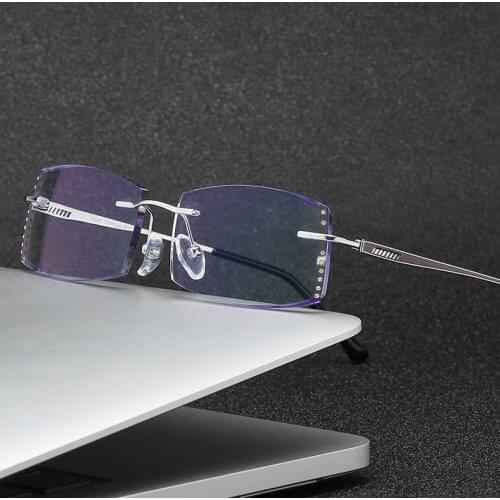 ZIROSAT 6601 Pure Titanium Rimless Diamond Cutting Man Glasses Frame Optical Prescription Eyeglasses Men Eyewear Fashion