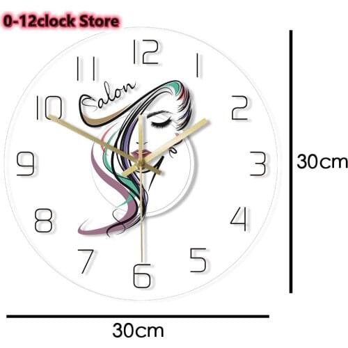 Hair Salon Wall Clock Watch Color Changing Modern Design Barber Shop Light Transparent Beauty Hairdresser Stylist Acrylic Lamp