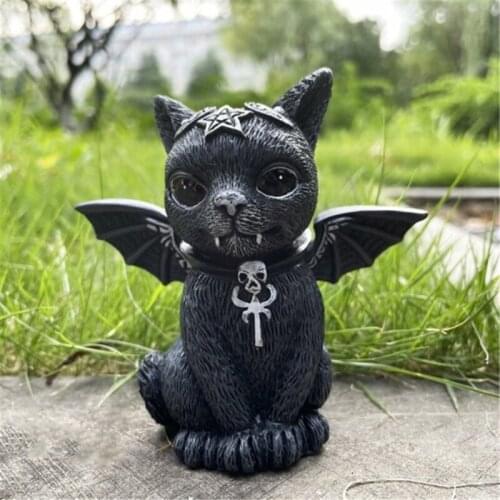 Cat Halloween Lawn Resin Desktop Ornament Funny Outdoor Garden Statue Figurine Halloween Decoration D1