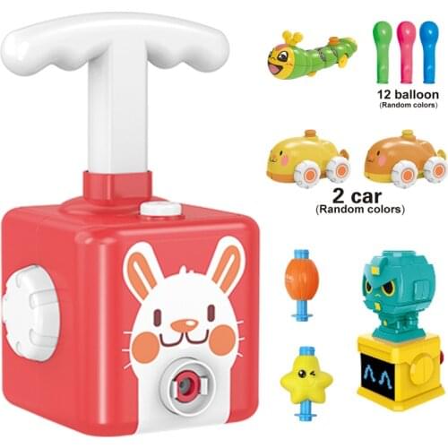 NEW Cartoon Power Balloon Car Toy Educational Science Montessori Toys Experiment Toy Inertial Launch Tower Cars Toy for Children
