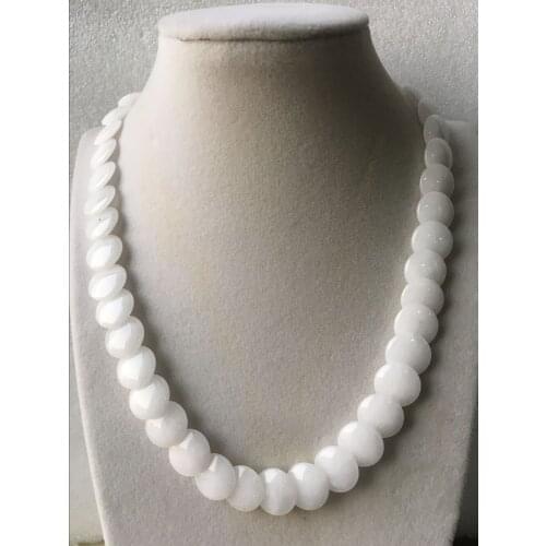 Highly recommend 14mm natural white Natural Stone necklace 18"