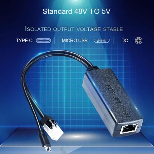 PoE Splitter 5v Micro USB/tpye-C/DC Power Over Ethernet 48V To 5V Active Plug for WIFI IP Camera 100Mbps IEEE 802.3af Gateway