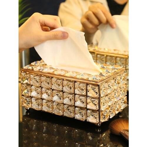 European-style crystal tissue box simple household living room coffee table pumping box desktop napkin storage box cosmetics