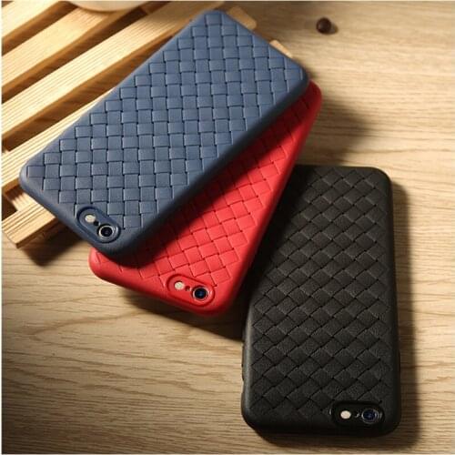 Silicone Phone Case for iPhone 8 Luxury Grid Weaving Soft TPU Back Cases for iPhone 6 6s 6 7 7 Plus Cover Case for iPhone X