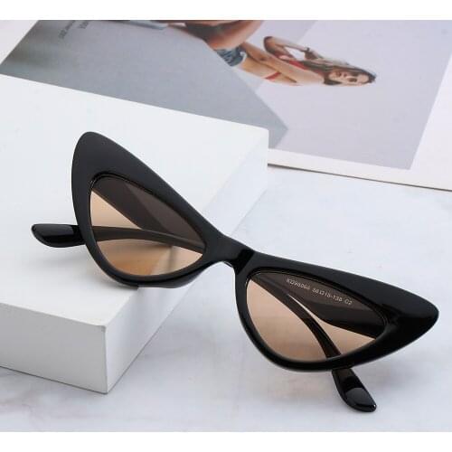 Vintage Small Narrow Frame Sunglasses Sexy Cat Eye UV400 Streetwear Eyewear Retro Mirror Triangle Lens Sunglasses