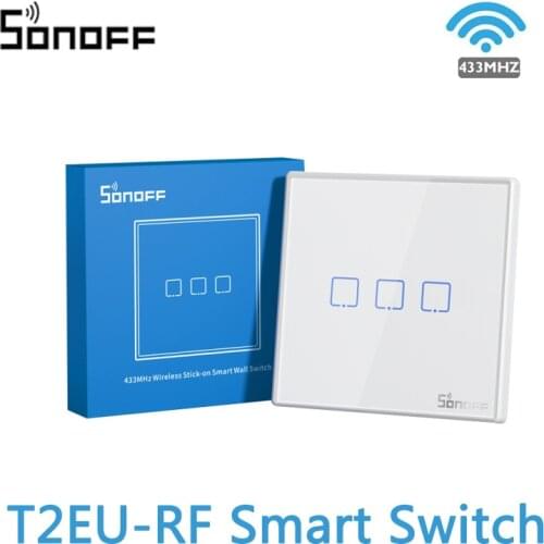 SONOFF T2EU-RF 86 Type Smart Switch Wall Panel Sticky 433MHz 2-Way RF Remote Control For 4CHPROR3 SlampherR2 TX Wall Switch