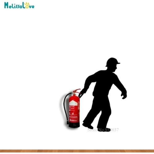 Construction worker Funny Design brandblusser Sticker Fire Safety Waterproof Removable Vinyl wall sticker Wallpaper BA328