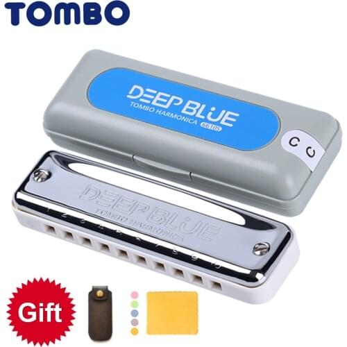 Tombo 6610S Harmonica Deep Blue Diatonic 10 Holes Blues Harp Mouth Organ ABS Key Of C Harmonica Musical Instruments Japan Tombo