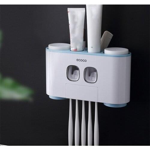 Bathroom Toothbrush Holder Wall Mount Toothpaste Squeezer Toothbrush Toothpaste Storage Rack Bathroom Accessories