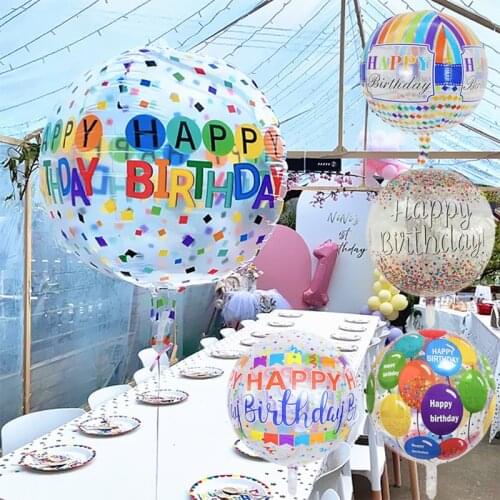 5pcs 22inch Birthday Theme 4D Round Balloons Transparent Clear Helium Ballon Birthday Party Decoration Kids Toys Baby Shower