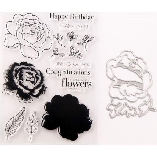 YINISE Silicone Clear Stamps CUTTING DIES For Scrapbooking STENCIL FLOWERS DIY PAPER Album Cards MAKING RUBBER Stamp CRAFT MOLDS