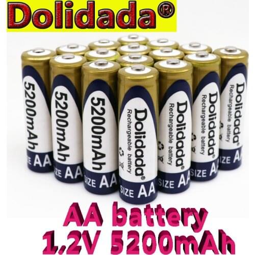 100% Original 1.2V AA battery 5200mAh Ni-MH Rechargeable aa Battery For Toys Camera Microphone